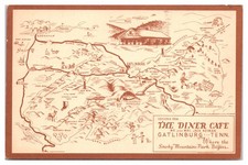 Is Hampton Inn Gatlinburg Perfect for Family Stays 15 VTG Souvenir from The Diner Cafe, Illustrated Map, Gatlinburg, TN Postcard
