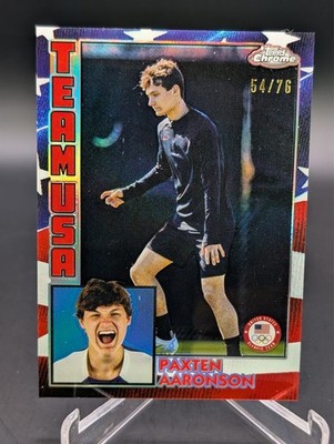 2024 Topps Chrome Olympic Paxten Aaronson US FLAG REFRACTOR 1984 Insert /76 SP