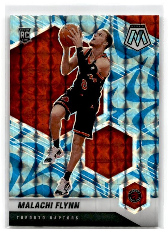 2020-21 Panini Mosaic #236 Malachi Flynn Mosaic Reactive Blue Toronto Raptors