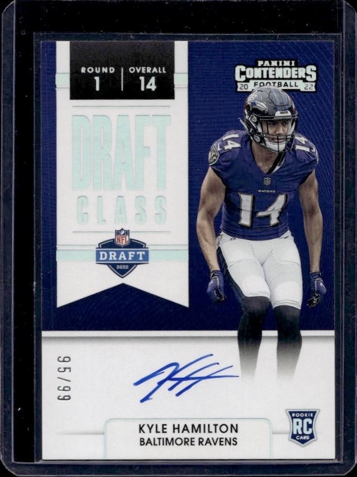 2022 Panini Contenders #DCA-KHA Kyle Hamilton Draft Class Autographs RPS #/99