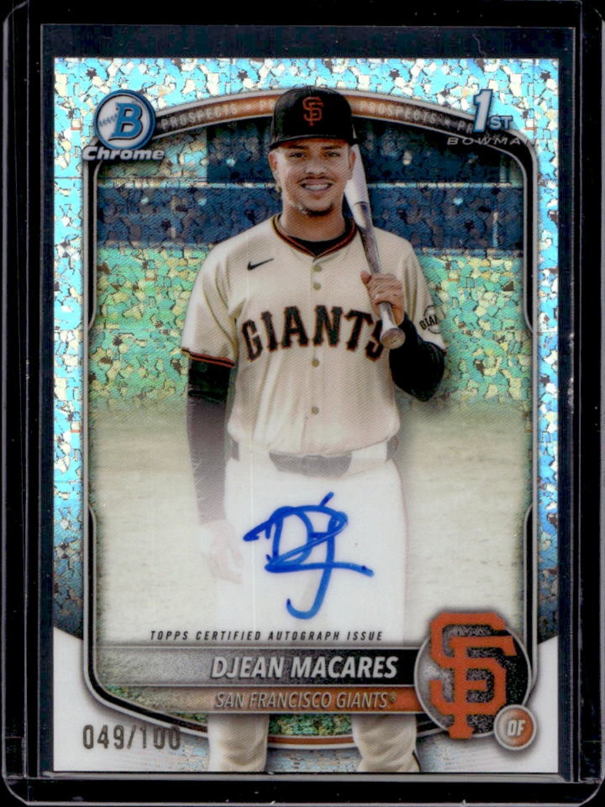 2025 Bowman Chrome Djean Macares Auto Mini Diamonds Refractor 1st Prospect #/100
