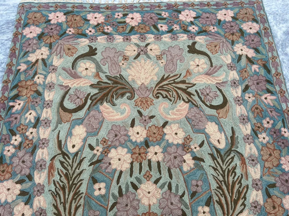 3x5 футов винтажная французская ручная работа с цветочным узором игла в стиле Обюссон шерсть Kilim Ru - Изображение 4 из 4