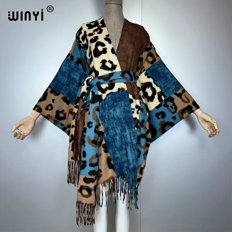 Leopard Cardigan Africa Muslim Women Clothes Maxi Coat Abaya Poncho for Women C