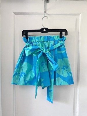 STAUD Sage shorts Blue Hibiscus Print