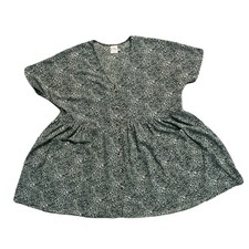 Green Floral Cottagecore Dress Button Waist Flowy Midi Plus size 