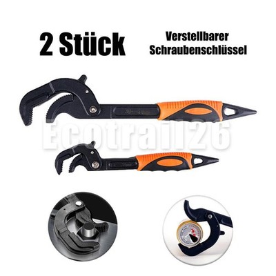 2x Universalschlüssel Verstellbarer Schraubenschlüssel Rohrzange 14-30 / 30-60mm