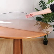 46 Inch Round Clear Plastic Table Top Protector PVC Tablecloth Cover Vinyl Co...