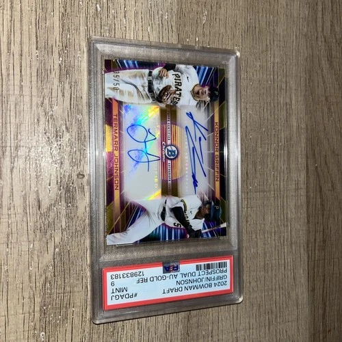 2024 Bowman Draft Chrome Konnor Griffin Termarr Johnson Dual Auto Gold /50 PSA 9