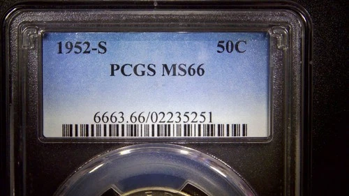 1952‑S Franklin Half Dollar PCGS MS66 – Bright Luster – Cert# 02235251