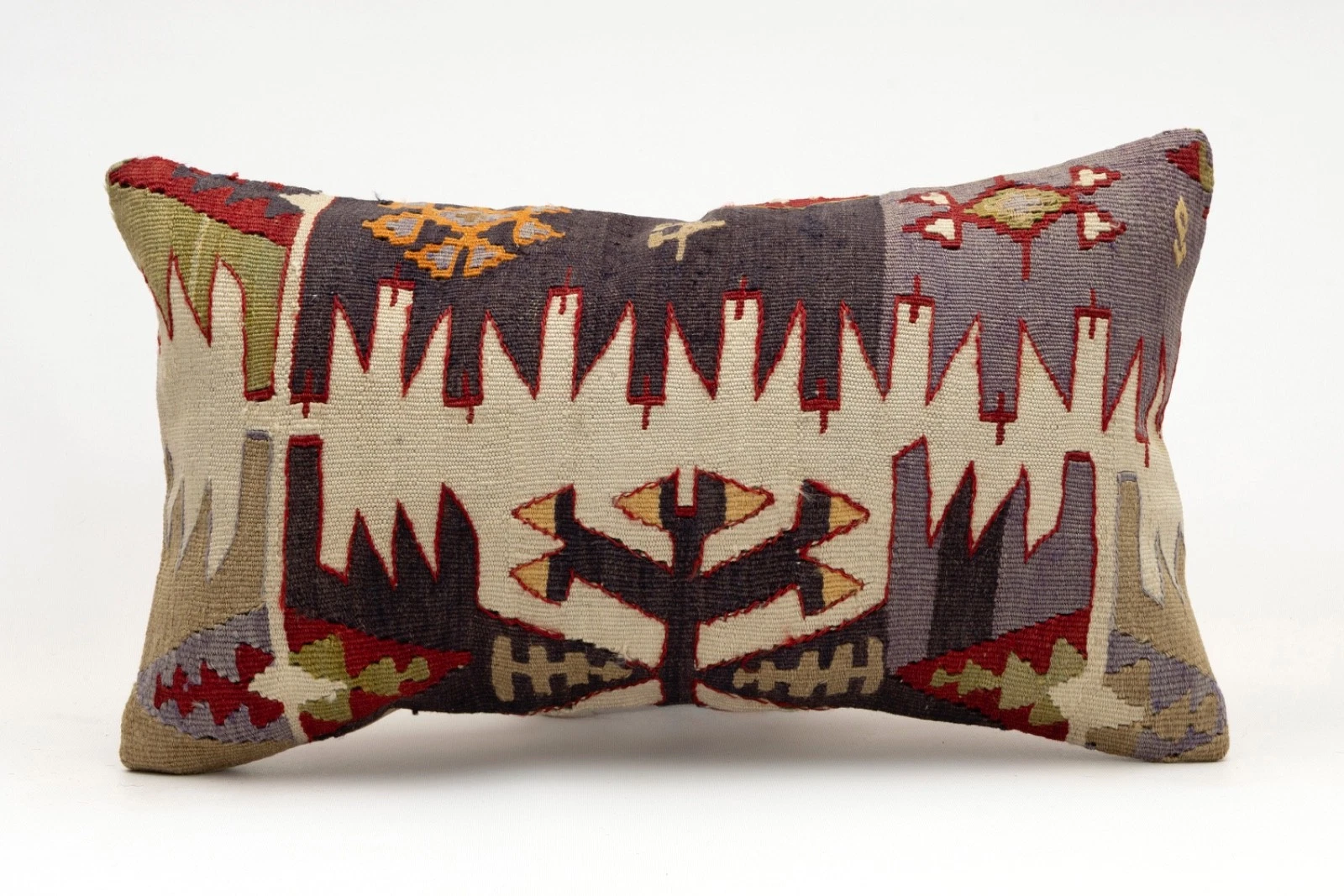 Decorative Pillow Cover, 12x20 in, Turkish Kilim Cushion, Boho Sofa Throw Pillow