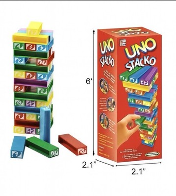 UNO Stacko Mini   Stacking Block Tower Game, Family Party Fun, Travel Size