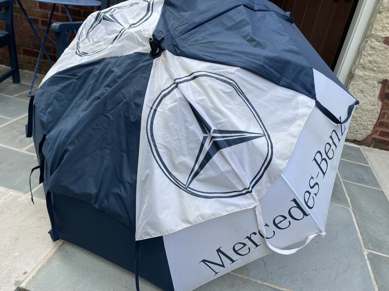 Large Mercedes -Benz Vintage Umbrella. Rain Or Shine Gustbuster