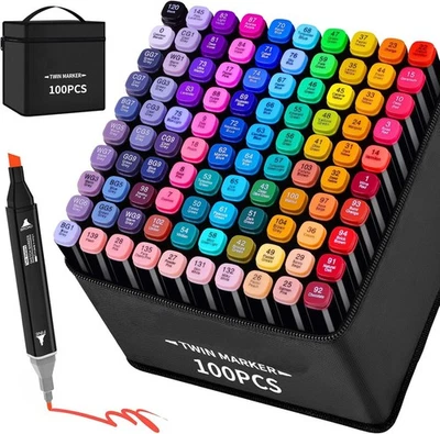 MARKENLOS 100 Farbige Graffiti Stift Fettige Mark Farben Marker Set Twin Tip Graffiti Pens