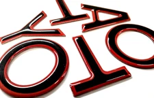 3D BLACK RED OUT DOMED RAISED REAR DOOR LETTERS COMPATIBLE WITH 4 RUNNER 2025