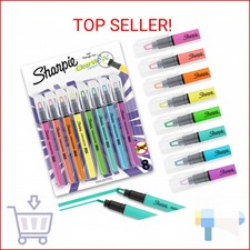 Sharpie Clear View Highlighter Sticks, Chisel Tip, Assorted Fluorescent, 8 Count