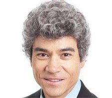 Men Wig Short Grey Mix Curly Fashion Male Cosplay Daily Party Hair Full Wig