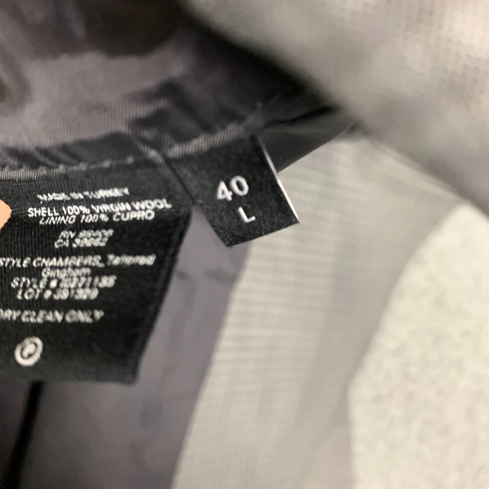 Theory Chambers Blazer 40L Gray Gingham Slim Tailored Wool Sport Coat Jacket - Image 4 of 4