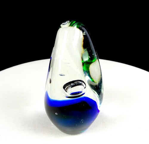 STUDIO ART GLASS CENTER CONTROLLED BUBBLE HOVERING OVER FIELD 5" EGG PAPERWEIGHT - Imagen 3 de 9