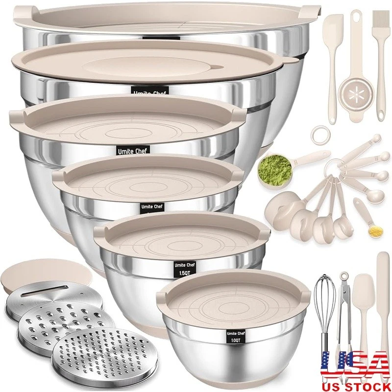 Stainless Steel Mixing Bowls Set 26 Pieces Non-Slip Nesting Dishwasher Safe New
Opens in a new windo
