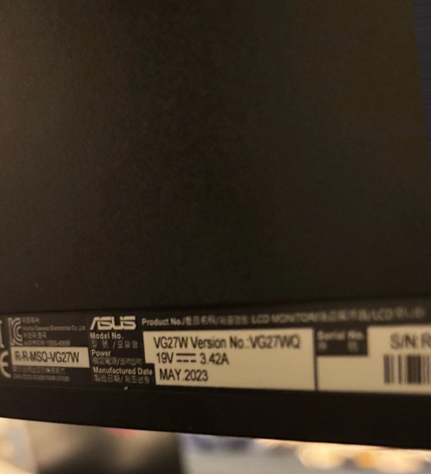 ASUS Gaming VG27WQ 27” Curved Monitor - Broken Screen / Working Speakers & Power - Image 2 of 3