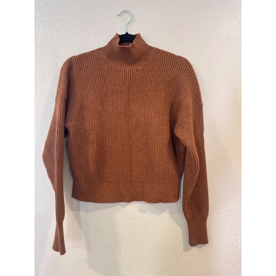 Suéter para mujer J.Crew acanalado cuello falso manga larga marrón talla S Foto 2 de 4