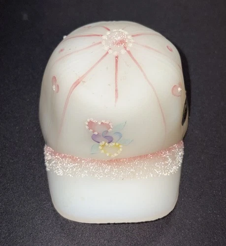 Fenton Glass Baseball Cap Hat Handpainted Hearts