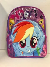 Large Backpack - My Little Pony - Rainbow Dash 3D Face 16" School Bag Girls NEW