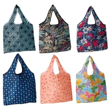 6 Pack Reusable Grocery Bags Foldable Shopping Tote with Pouch and Hook