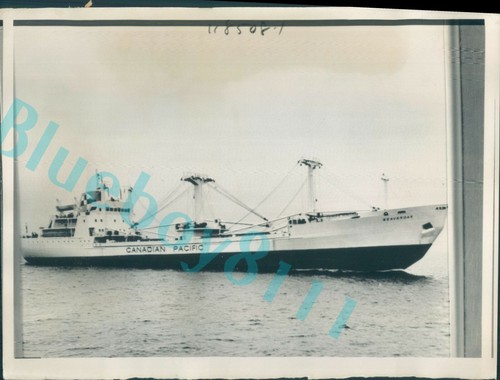 Canadian Pacific Freighter MV Beaveroak Maiden Voyage 11x8 inch Originalbild