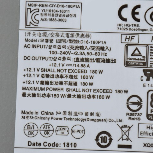For HP 280 Pro G3 MT Power Supply PA-1181-6HY D16-180P3A 180W 4+4pin - 第 6/6 張圖片