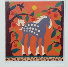 Signed Gene Brown Art 2001 Serigraph 10/100 Framed Colorful Horse Apple Trees