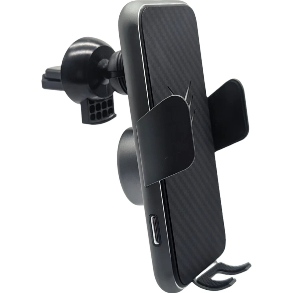 Soporte de montaje de ventilación de aire para cargador de coche inalámbrico - Rotación de 360° y soporte telescópico Foto 3 de 4