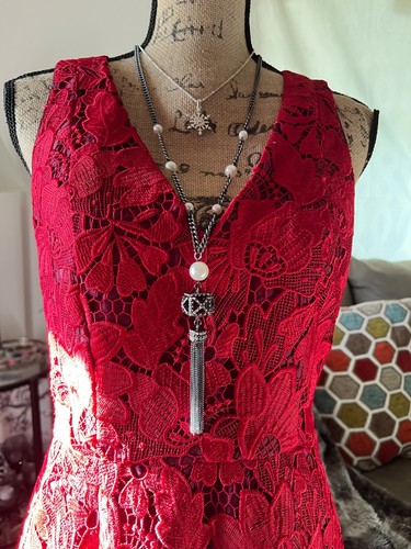 White House Black Market Dress, Sz 4, Red, Valentines Day, Festive, Whimsy - Picture 4 of 24