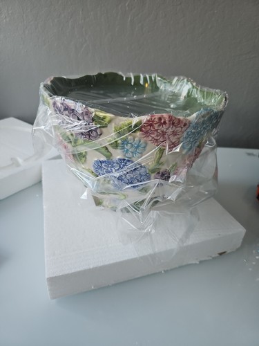 Temp-tations by Tara Figural Floral HYDRANGEA Trifle Bowl NEW 3 QT Ceramic Rare - Picture 6 of 12
