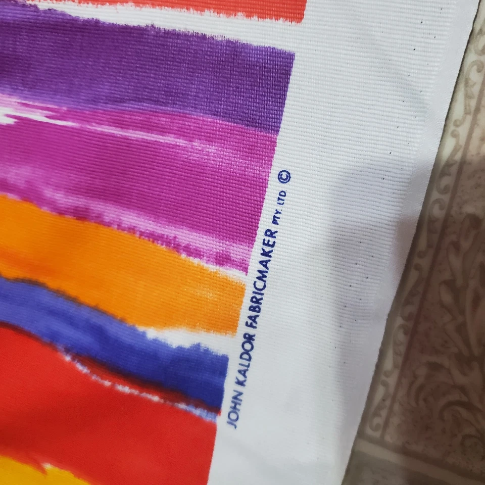 John Kaldor Fabric makers Striped Party Cloth Blue Purple Red Yellow 46 x 67 - Image 2 of 4