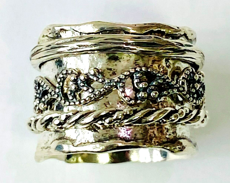 HSN LiPaz Sterling Silver Multi-Textured Spinner Ring Size 5