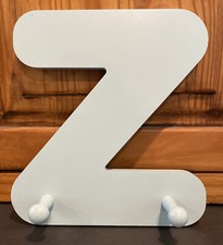 Wood Letter Z Alphabet Wall Hanging Decorative Blue Wooden Letter 2 hooks