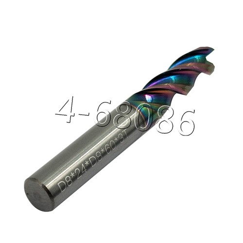 AL-HRC55° φ8 × 60 × 3F extremo de molino de carburo de aluminio fresadora brocas 8 mm 3 herramientas de flauta - Imagen 4 de 5