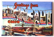 Greetings from Conneaut Ohio FRIDGE MAGNET travel souvenir "style B"