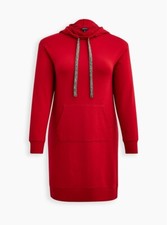 Torrid Pullover Hoodie Dress Fleece Red NWT New 00X
