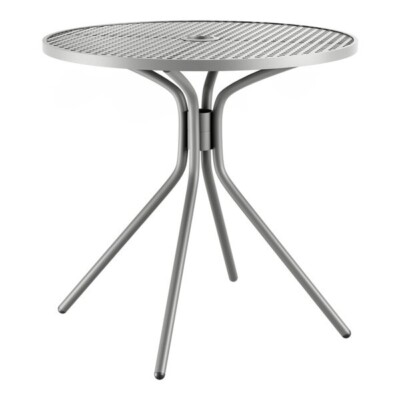 30'' Round All Weather Restaurant Table with Umbrella Hole & Gray Steel Base