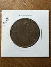 🐢1928 BRONZE IRISH FREE STATE🐢ONE PENNY 1 PINGIN BRONZE SOARSTAT COIN🐢