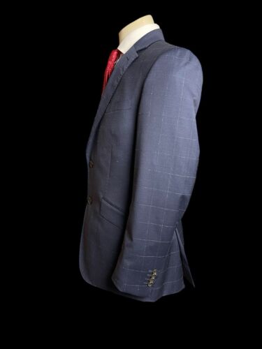 Simon Carter Navy Anzug 38R / W34x30 Guabello Italian Wool Check Wedding Business - Bild 7 von 17