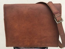 Herren Original Vintage Braunes Leder Kuriertasche Schulter Laptop Akten