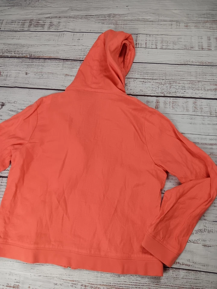 Chaqueta Relativity Mediana Pequeña Naranja 100% Lino Cremallera Completa Bolsillos Sudadera con Capucha Playa Foto 3 de 4