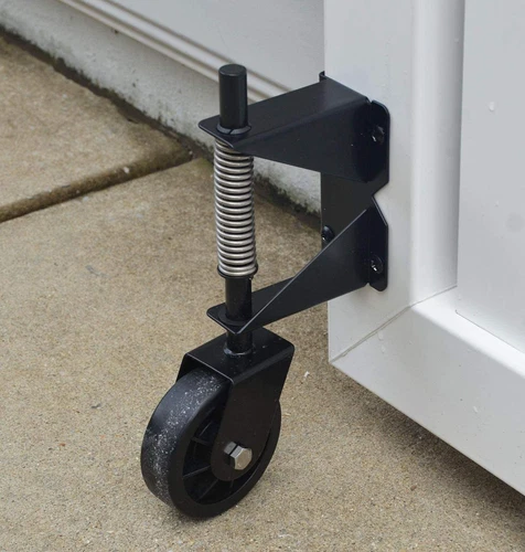 Wheel Caster Vinyl Wood Alu Gate Heavy Duty Spring Loaded Right BLACK Swing Gate - Picture 7 of 10