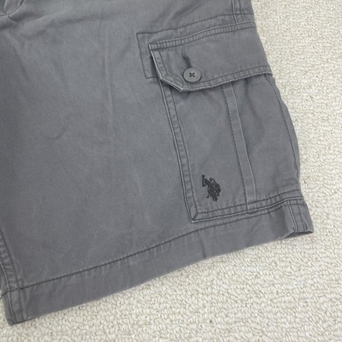 US Polo Assn. Pantaloncini cargo vita uomo 36 x 10 tasche con patta grigio escursionismo spiaggia - Foto 3 di 8