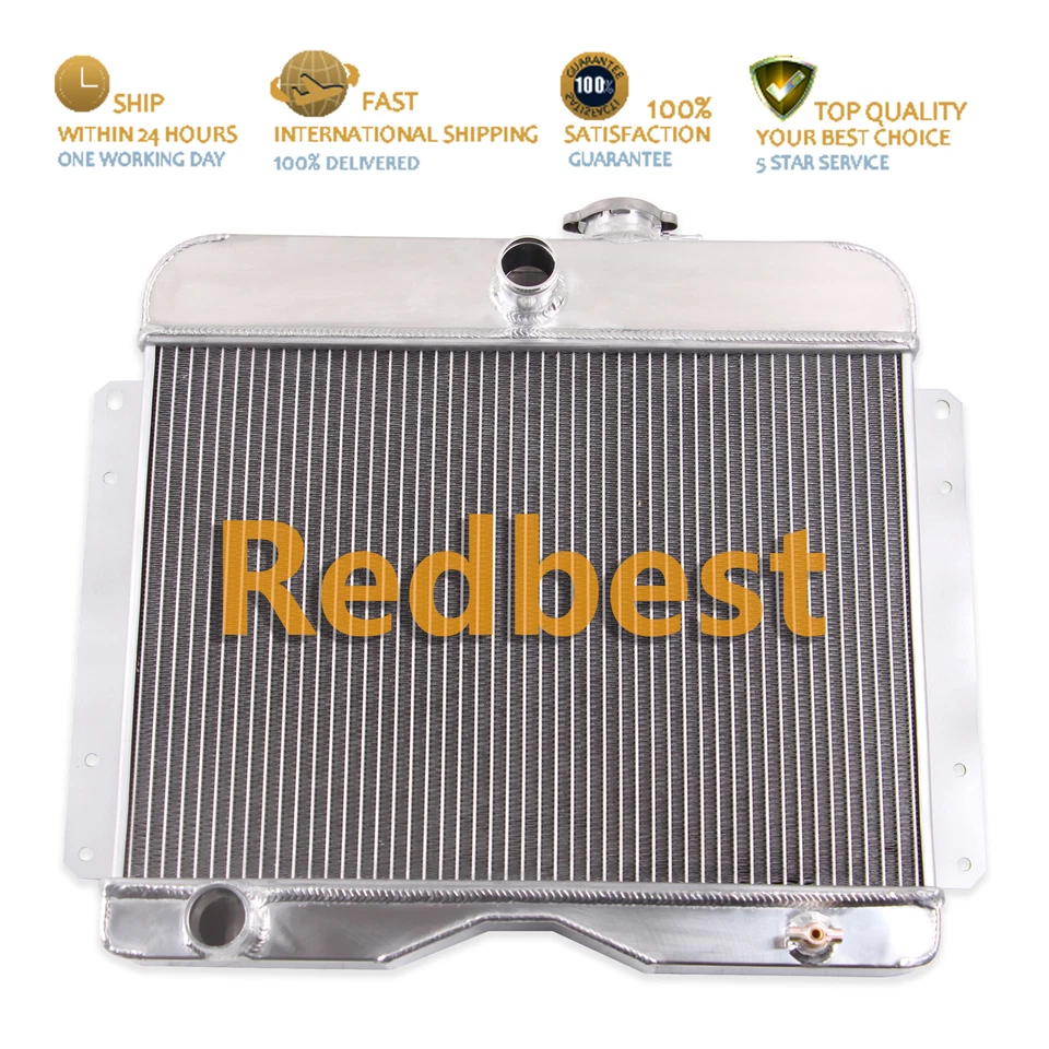 3Row Alu Radiator For Jeep 1949-1958 Willys /1956 JEEP 475 CJ Truck 3.7L MT#4964 Foto 4 de 4