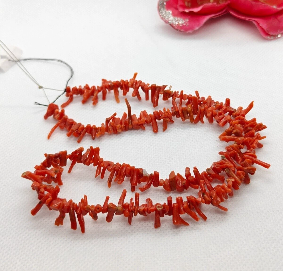 Natural Italian Red Coral Branch Beads Gemstone-Vintage Coral 16Inch  Necklace