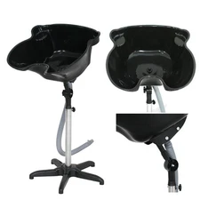 Height Adjustable Portable Salon Hair Shampoo Basin Treatment Bowl Black